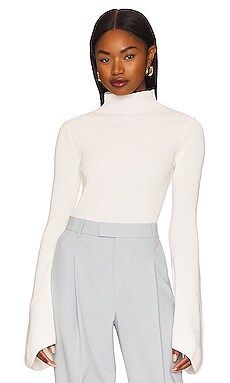 L'Academie Farrel Mock Neck Sweater in Ivory from Revolve.com | Revolve Clothing (Global)