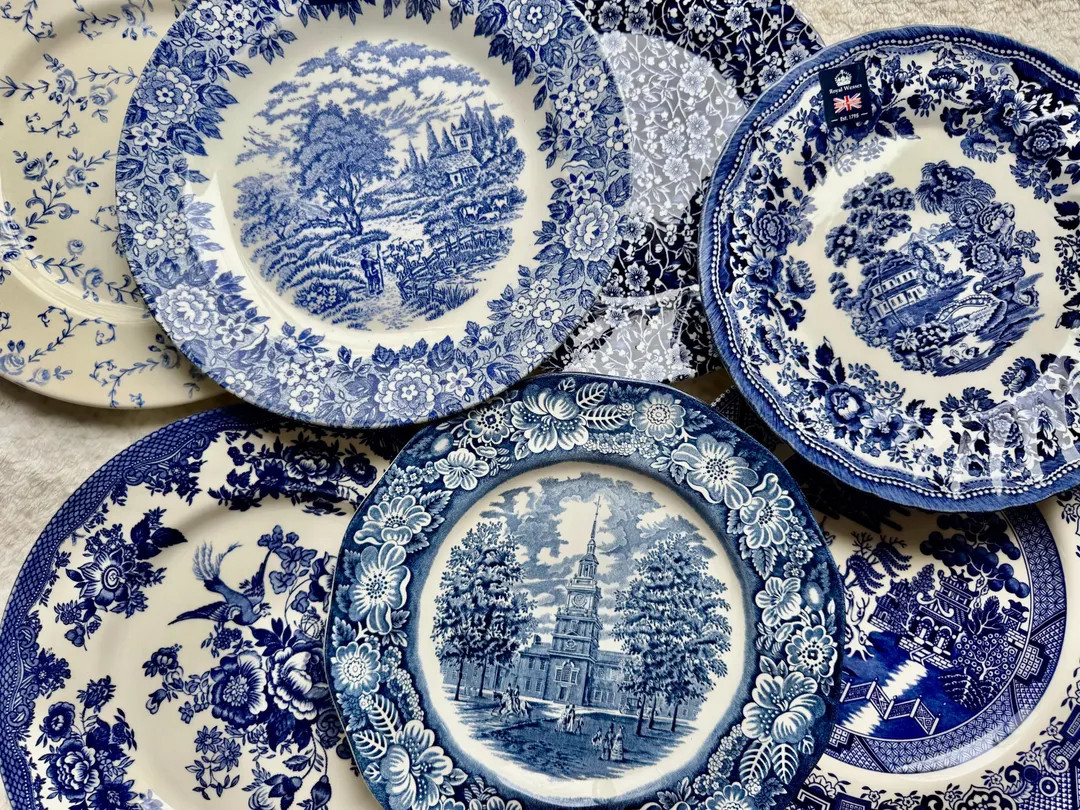 Vintage-Inspired Blue & White Dinner Plates - Mix Match Your Favorites - All Made in England | Etsy (US)