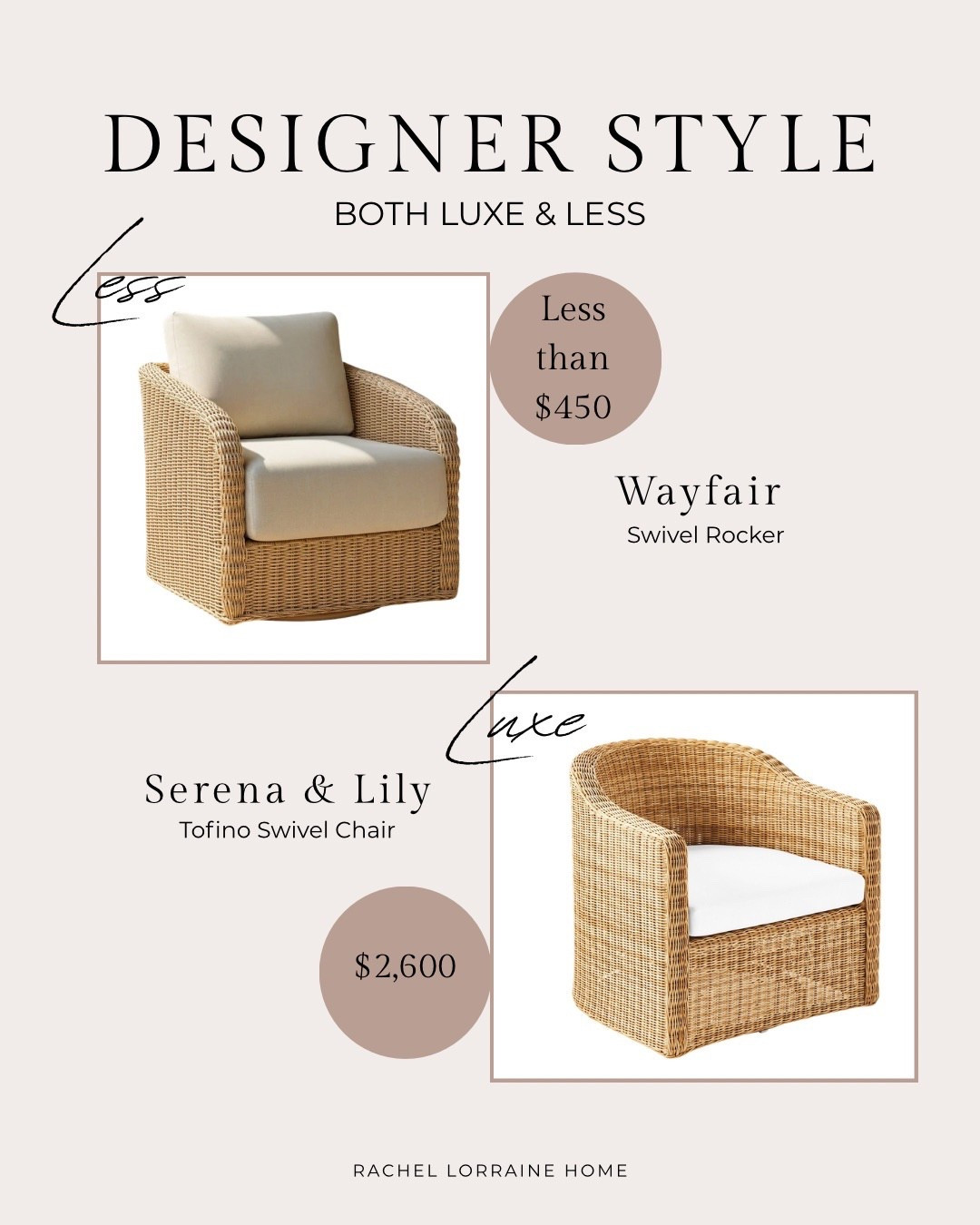 If you love Serena and Lily inspired coastal furniture and decor but are not ready for the investment, here is a look for less from Wayfair for their Tofino swivel chair. Both chairs swivel and have a rattan basket weave look that gives such a relaxed coastal feel for an outdoor space.

#LTKHome #LTKSeasonal