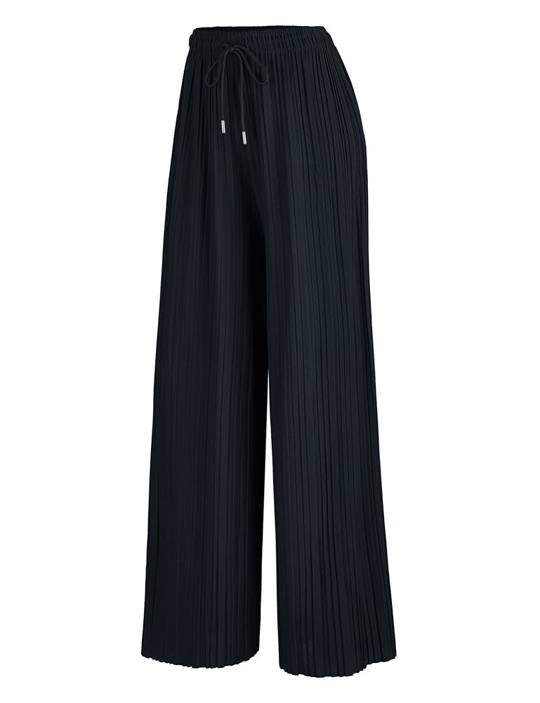 Made By Johnny Women's Pleated Wide Leg Palazzo Pants with Drawstring | Amazon (US)