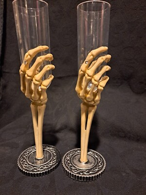 Pair of Halloween 10" Plastic Skeleton Hand Champagne Wine Easter Unlimited used  | eBay | eBay US