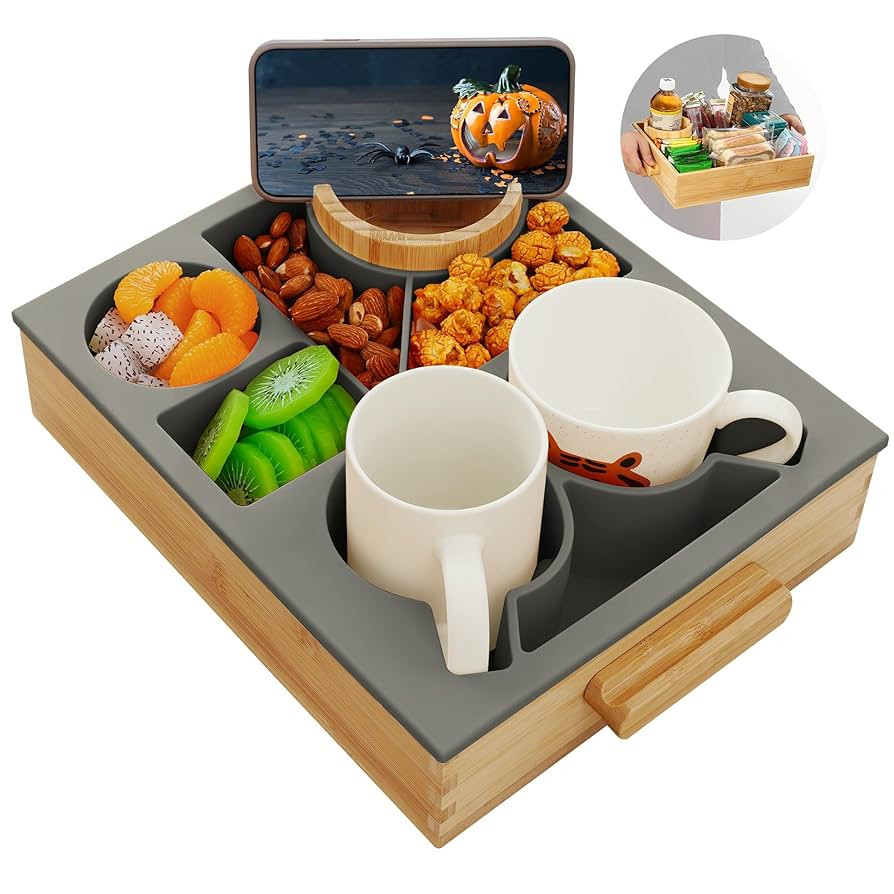 Nnewvante Couch Cup Holder Tray, 8 in 1 Divided Serving Tray with Handle for Sofa Bed RV Car Orga... | Amazon (US)