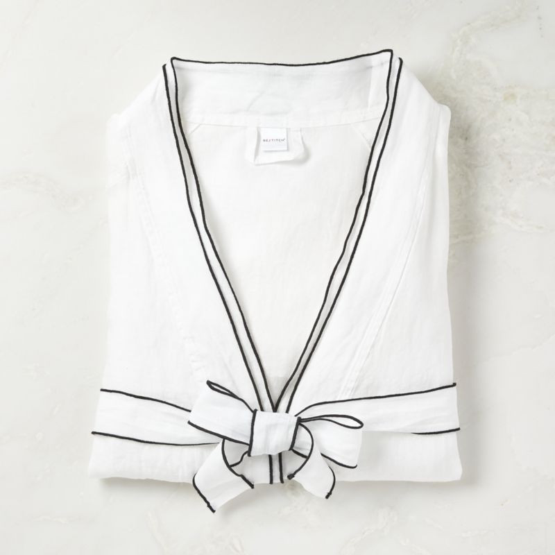 Overlock White Bathrobe with Black Trim L/XL + Reviews | CB2 | CB2