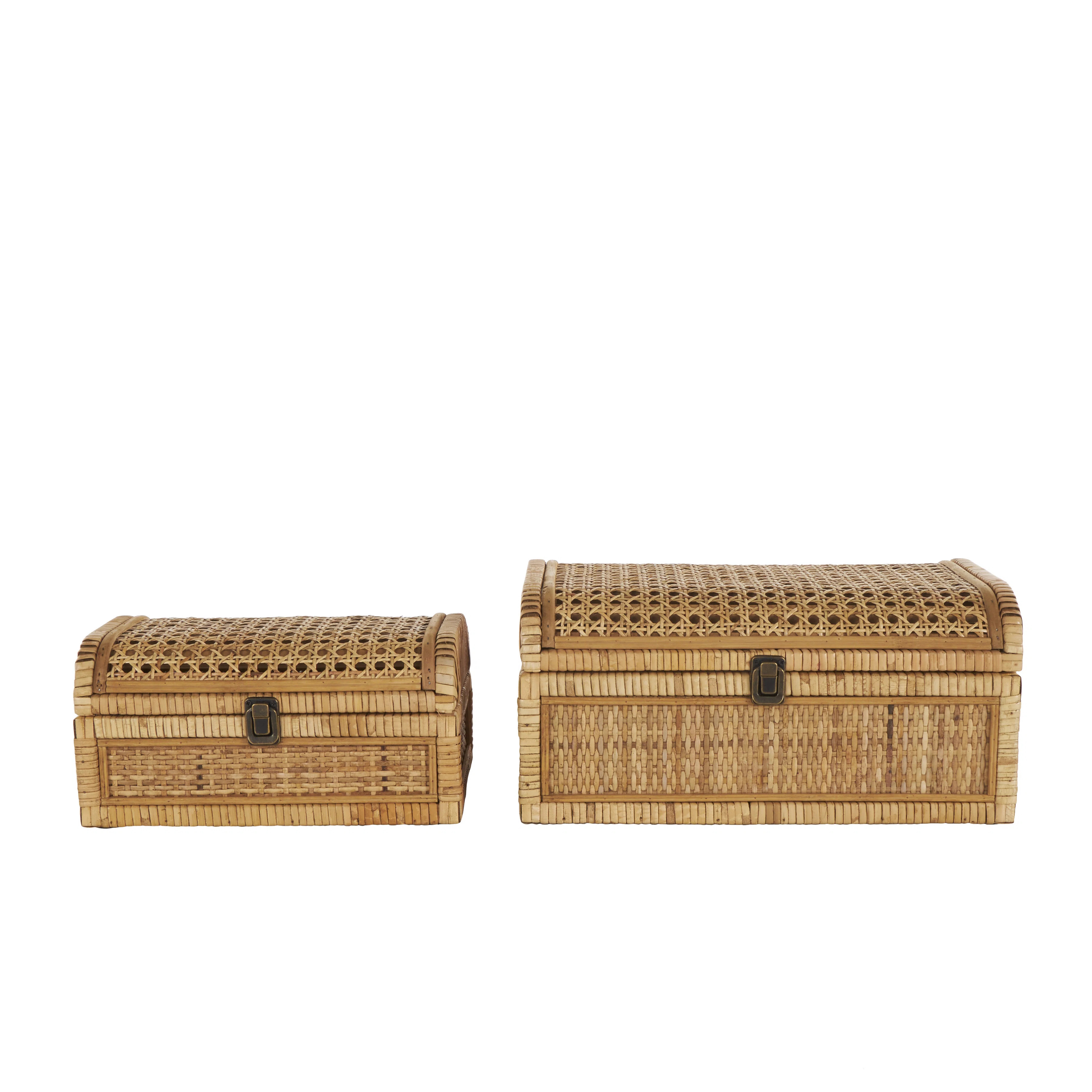 Swett Rattan Handmade Woven Storage Decorative Brown Box with Curved Tops and Wrapped Edges Set | Wayfair North America