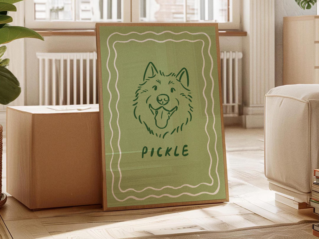 Funky Custom Dog Portrait, Cute Pet Line Art, Digital Pet Poster, Retro Gallery Wall, Fun Illustr... | Etsy (US)