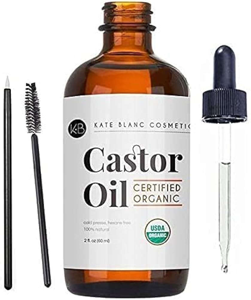 Castor Oil (2oz), USDA Certified Organic, 100% Pure, Cold Pressed, Hexane Free by Kate Blanc Cosm... | Amazon (US)