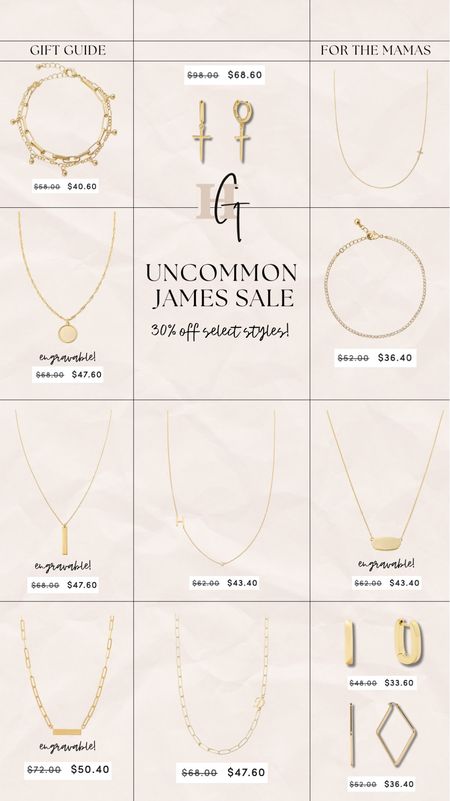 Uncommon James started their Mothers Day sale today — 30% off select items! ✨🤎 my everyday letter necklace and bracelets are included! + free shipping 👌🏼 perfect Mother’s Day gift idea! 

They have some engravable options! 🙏🏼
Jewelry finds / for her / gift guide / sale / Holley Gabrielle 

#LTKGiftGuide #LTKfindsunder50 #LTKSeasonal