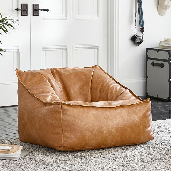 Vegan Leather Caramel Modern Lounger | Pottery Barn Teen
