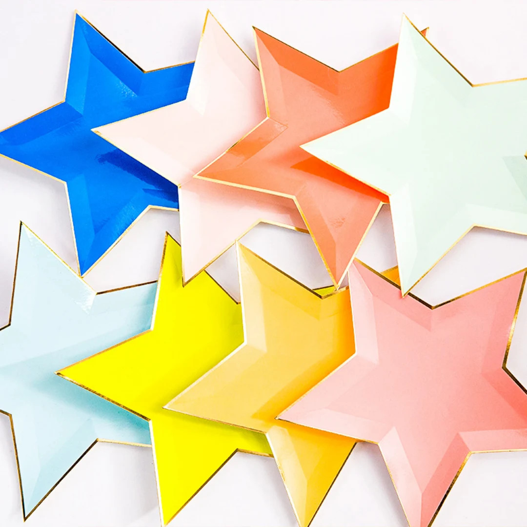 Star Shaped Party Tableware Birthday Disposable Dinnerware Paper Plates Straws Metallic Wedding D... | Etsy (US)