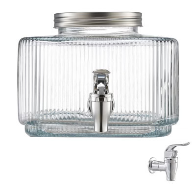 VEVOR Beverage Dispenser, 0.8 Gallon Drink Dispensers for Parties, Glass Juice Dispenser with No-Drip Spigot and Lid, for Restaurants, Hotels, Clear | Target