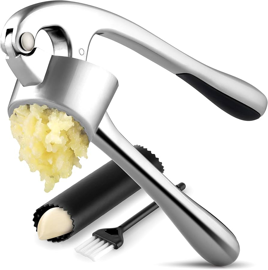Zulay Kitchen Large Premium Garlic Press Set - Bigger Bowl for Bigger Garlic - Rust Proof Garlic ... | Amazon (US)