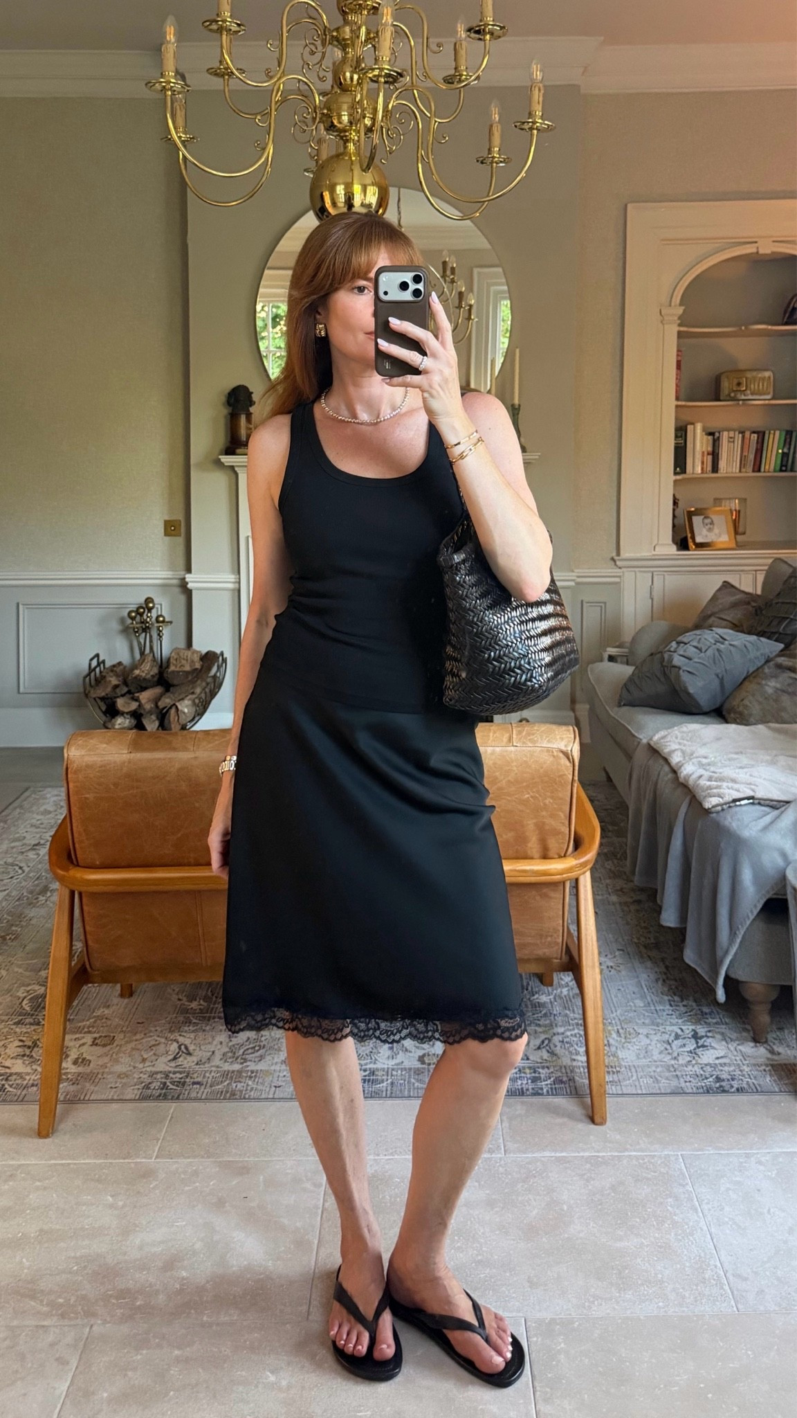 Basic but not boring -  slip skirt, black vest top and black flip flops

#LTKuk #LTKsummer #LTKstyletip