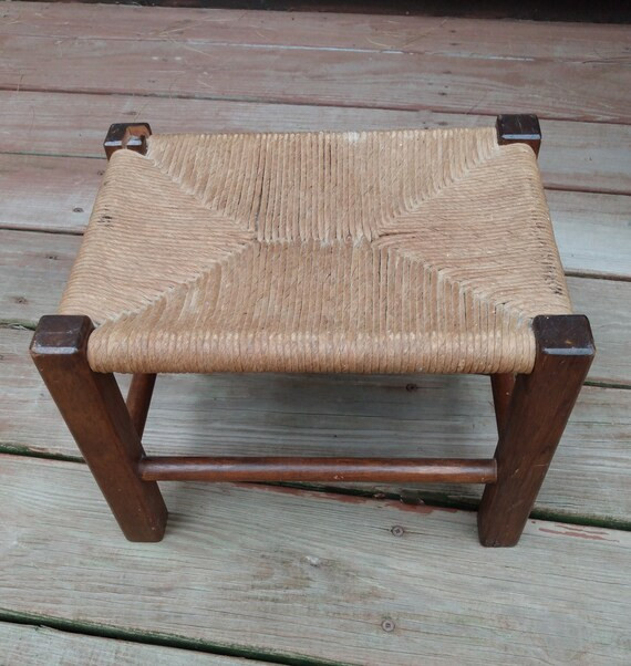 Antique Woven Rush Wooden Footstool  Vintage Mission Arts & | Etsy | Etsy (US)