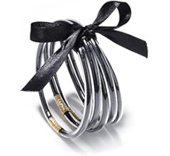 Long tiantian Cute Jelly Bangles Bracelets for Women 80's Neon Pink Glitter Dress Glitter Filled ... | Amazon (US)