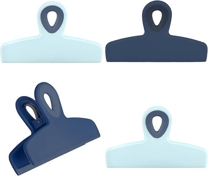 Cook With Color Bag Clips, 4 Large Heavy Duty Chip Clips for Food Storage with Air Tight Seal Gri... | Amazon (US)