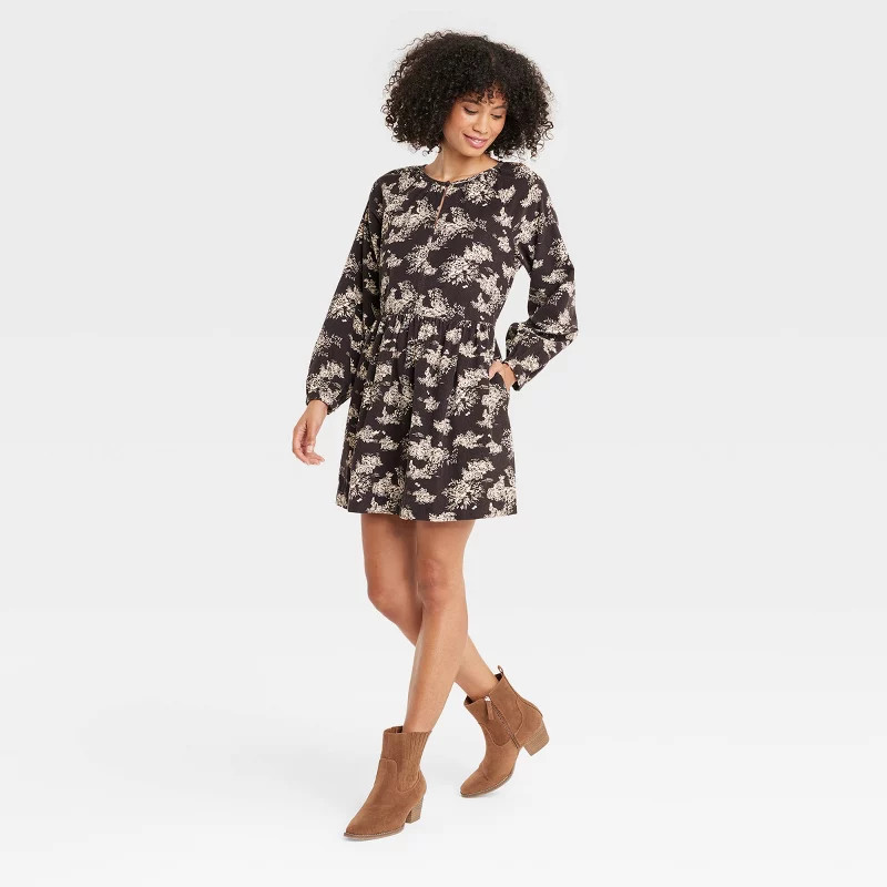 Women's Balloon Long Sleeve Corduroy Shift Dress - Universal Thread™ | Target
