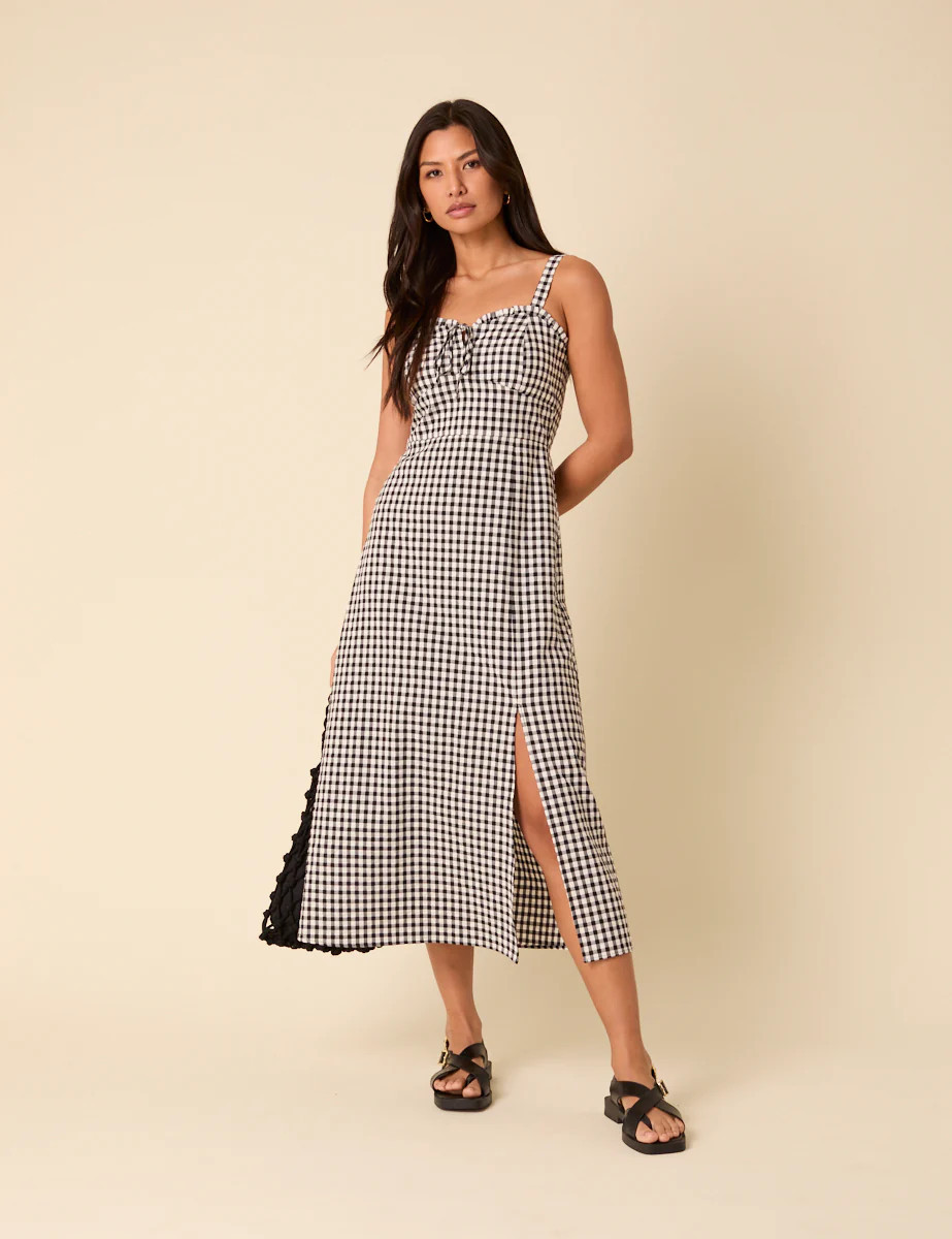 Black Gingham Lucia Midi Dress | Nobody's Child