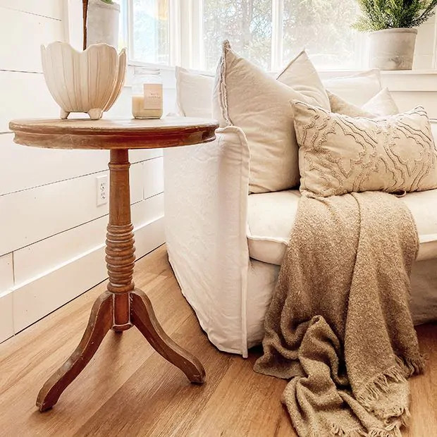 Vintage Style Round Accent Table | Antique Farm House