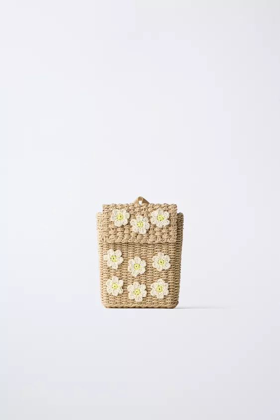 RAFFIA EFFECT FLORAL BACKPACK | Zara UK