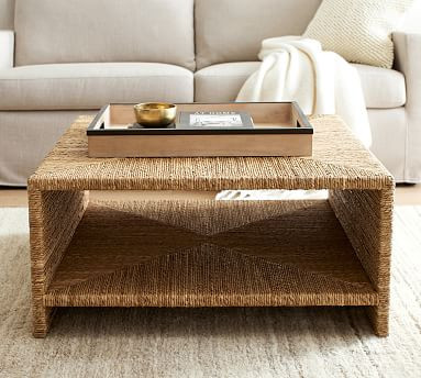 Malibu 36" Woven Square Coffee Table | Pottery Barn (US)