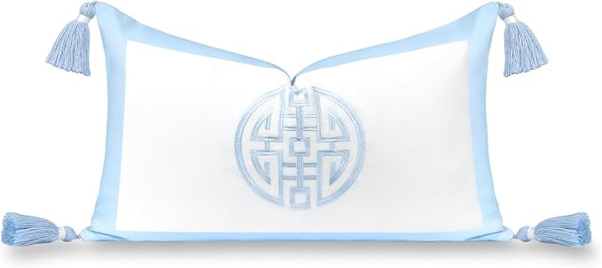 Hofdeco Premium Coastal Grandmillennial Patio Indoor Outdoor Lumbar Pillow Cover Only, 12"x20" Wa... | Amazon (US)