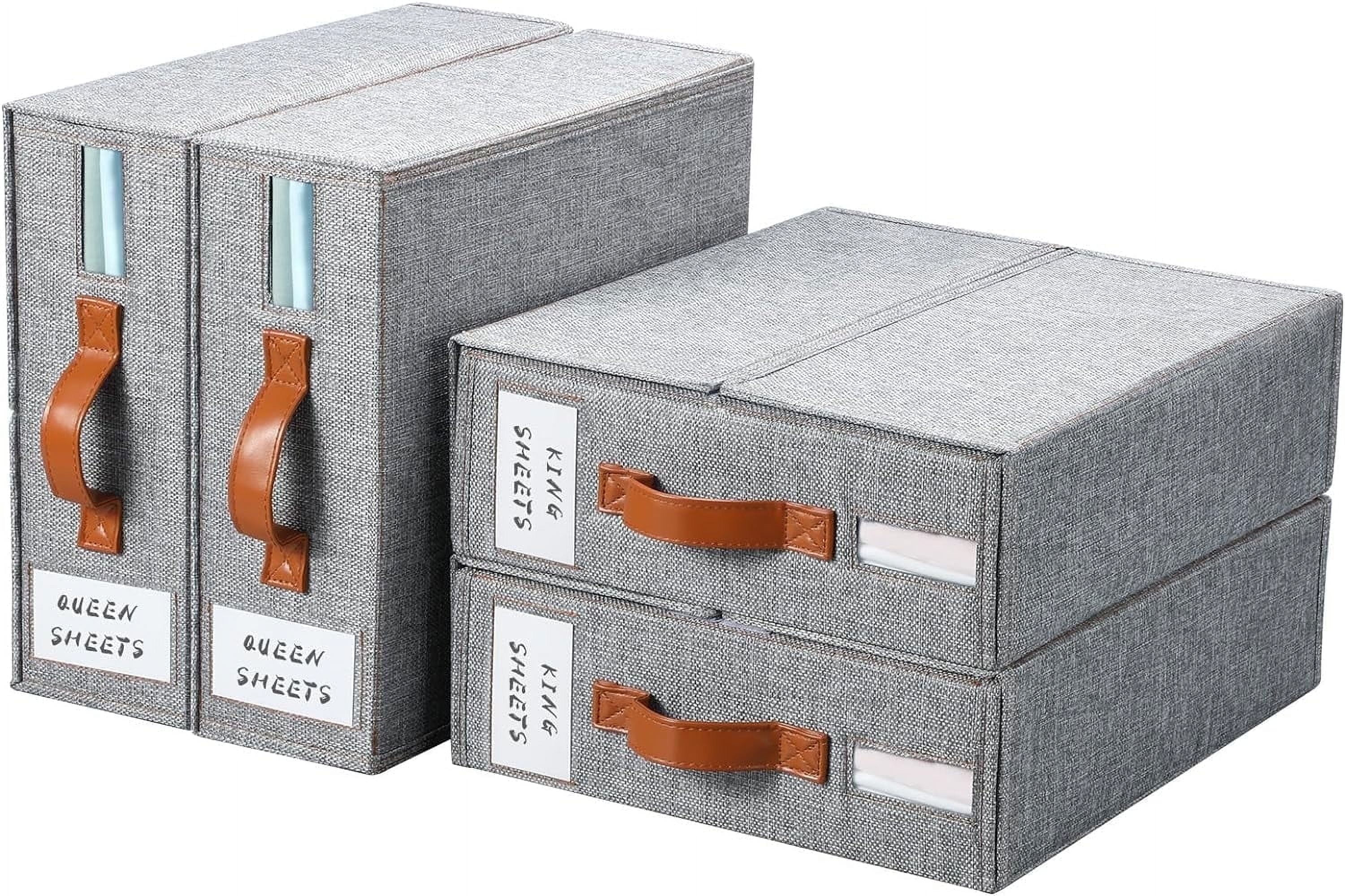 Yecaye Bed Sheet Organizer Linen Storage for Closet Organizer, Gray, 4 Count | Walmart (US)