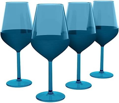 RAKLE Wine Glasses Set of 4 – Luxury Matte Blue Wine Glasses – 16.5Oz Glass Set Ideal for Spe... | Amazon (US)