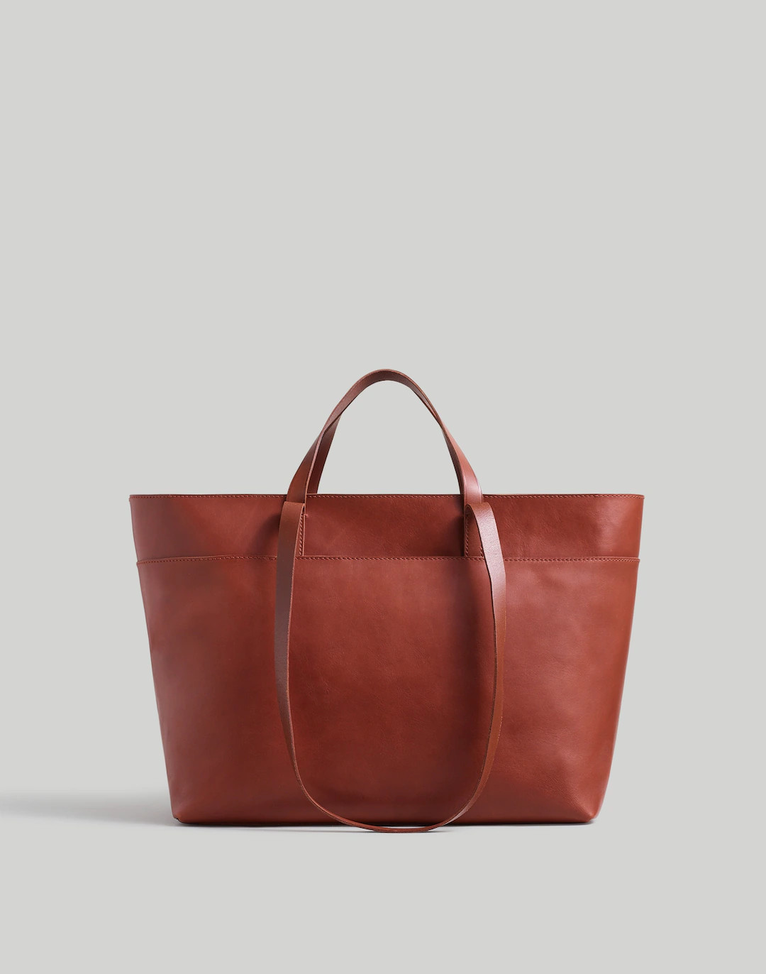 The Zip-Top Essential Tote in Leather | Madewell