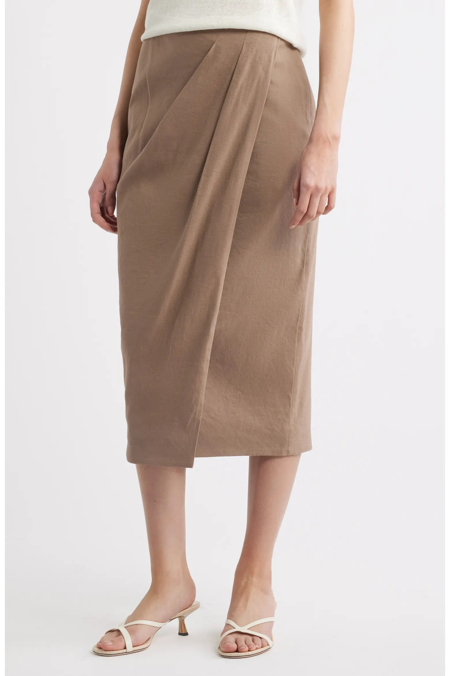 Linen Blend Wrap Midi Skirt (Women) | Nordstrom | Nordstrom