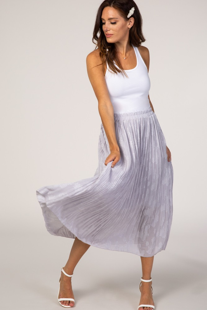 Lavender Floral Pleated Midi Skirt | PinkBlush Maternity