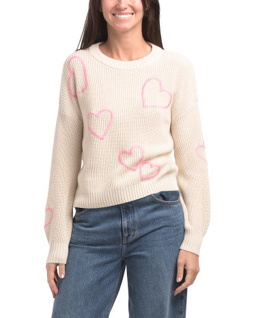 Whipstitch Heart Motif Sweater | TJ Maxx