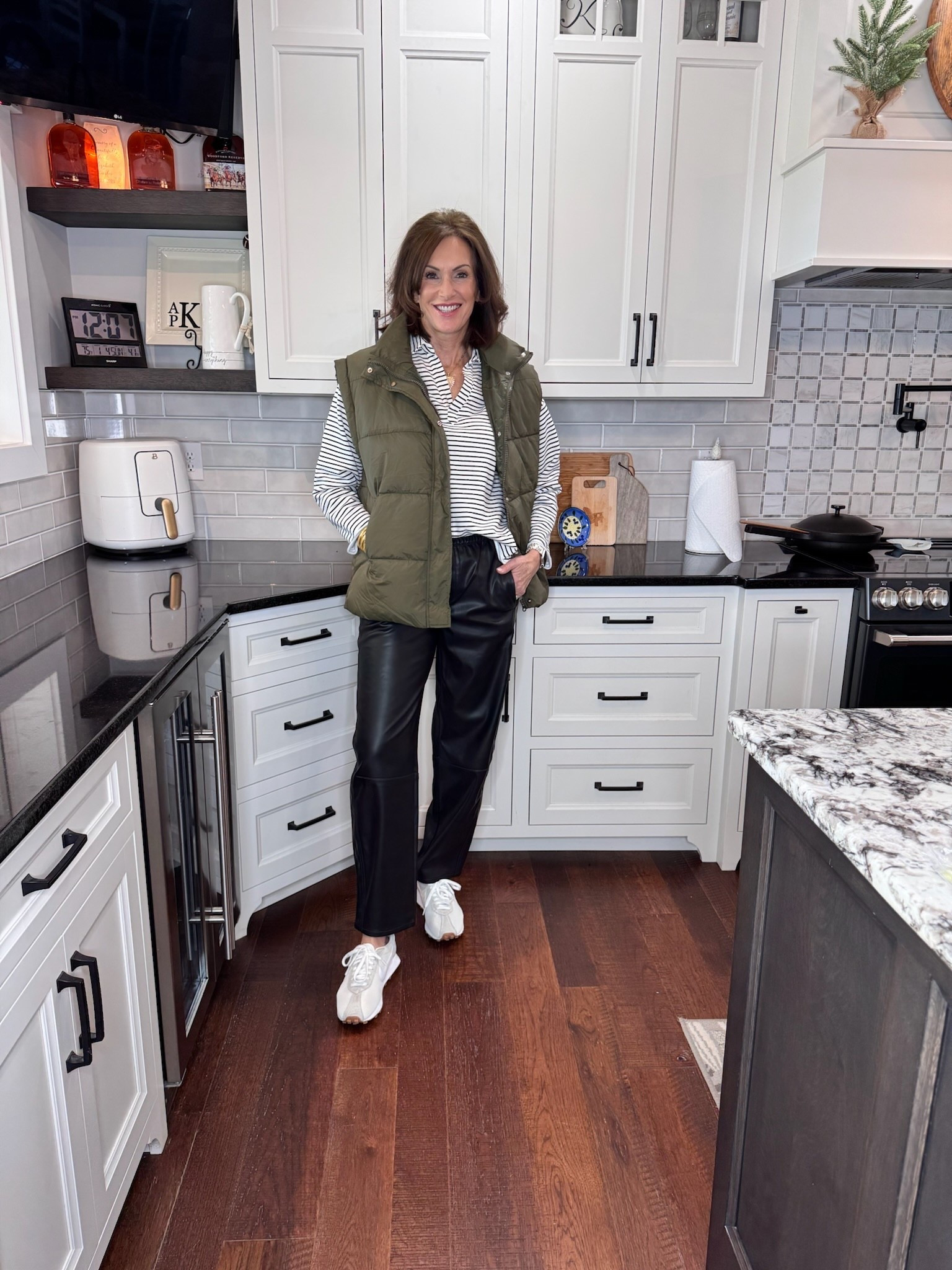 Everyday Winter outfit! Faux leather barrel pants - tall small Striped collared shirt - large Vest Jacket - large

Women’s fashion, outfit inspo, outfit ideas, what to wear for, fashion over 40, fashion over 50, fall outfit ideas, winter fashion, winter styles, winter outfits, winter outfit inspo, holiday styles, holiday outfits, holiday outfit inspo, holiday fashion, trending fashion, chic style, winter to spring outfits

#LTKOver40 #LTKSeasonal #LTKootd