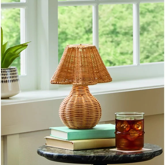 Better Homes & Gardens 9" Rattan Rechargeable Portable Lamp | Walmart (US)