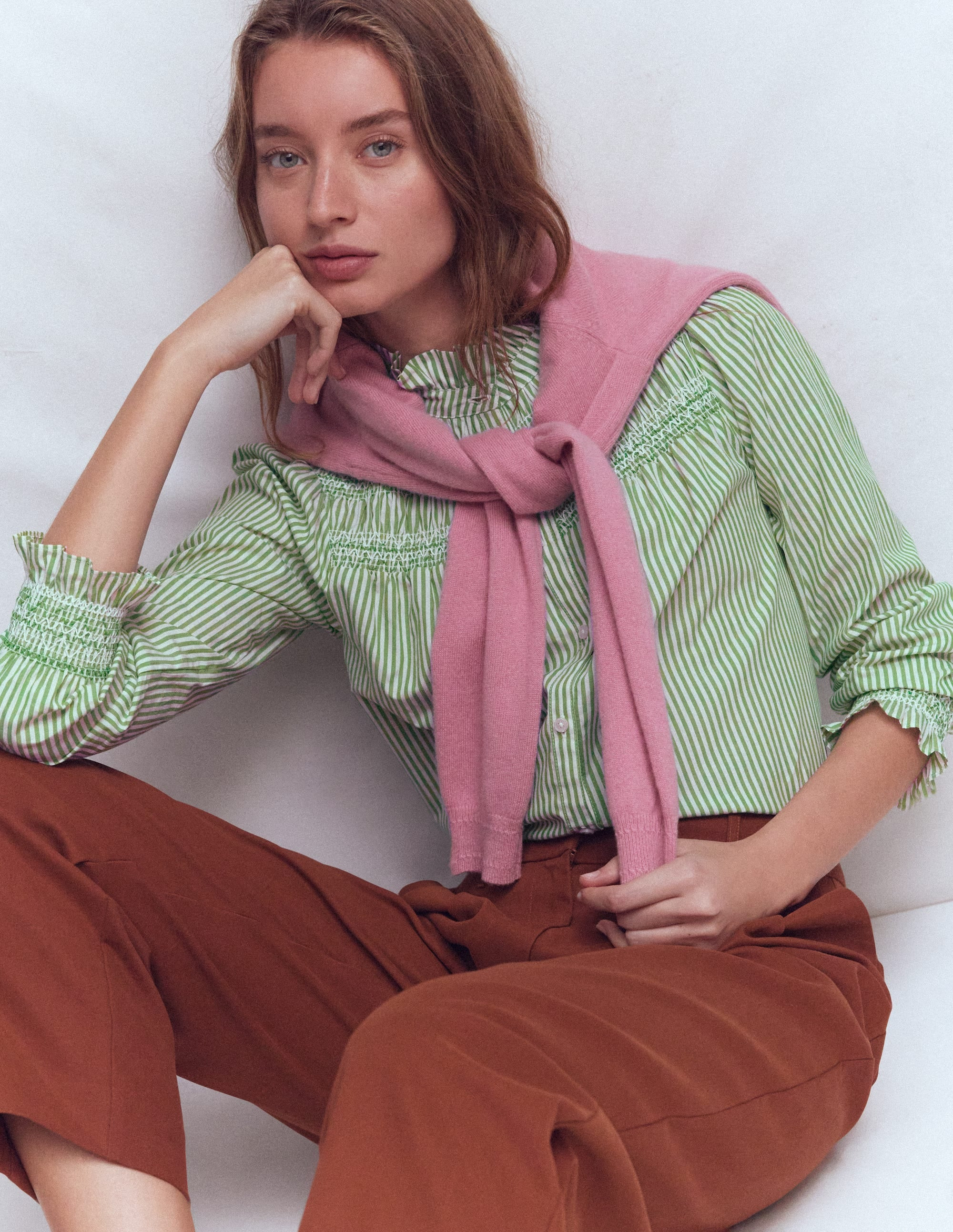 Esme Smocked Detail Frill Top
                    
                      
                       ... | Boden UK