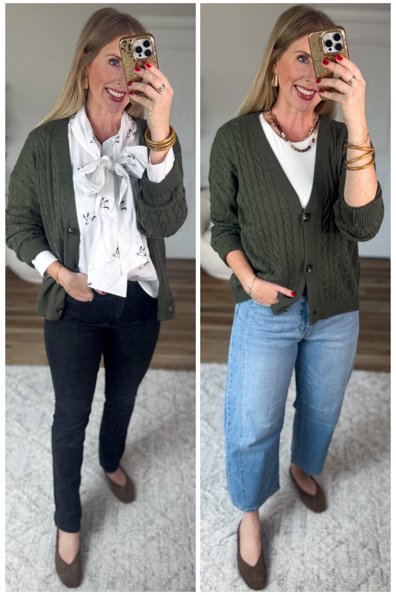 2 ways to wear this under $20 cable knit cardigan from Walmart!

#LTKootd