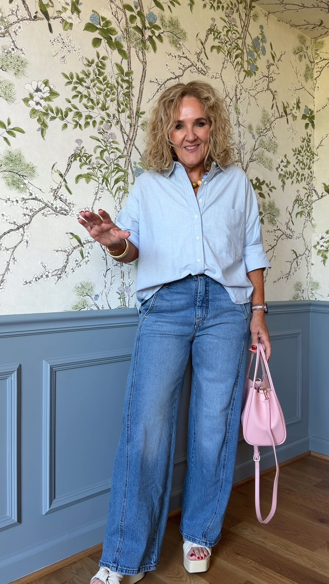 This blouse is one of those wardrobe staples you'll wear year-round! It comes in several beautiful colors, including a denim version, and pairs perfectly with these modern trouser-style jeans. They have just the right amount of stretch and a polished silhouette that easily dresses up or down.

✨ Save 20% off orders of $100+ at Anthropologie with code NANETTE20.

Sizing:
• Blouse – Small (available in multiple colors and a denim option)
• Trouser Jeans – 29 Regular

💡 LTK MADE EASY
❤️ Heart = Support my posts!
🔖 Save = Get sale & restock alerts
📋 Lists = Keep favorites organized
📲 Share = Send lists and products to a friend. Hello, Christmas List!
💬 Comment = Ask me anything about sizing or fit. :-)

#LTKootd #LTKOver40 #LTKSaleAlert