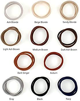Heliums Ash Blonde Skinny Seamless 6mm Medium Hold Soft Nylon Fabric Rolled Ponytail Holders - 18 Ha | Amazon (US)