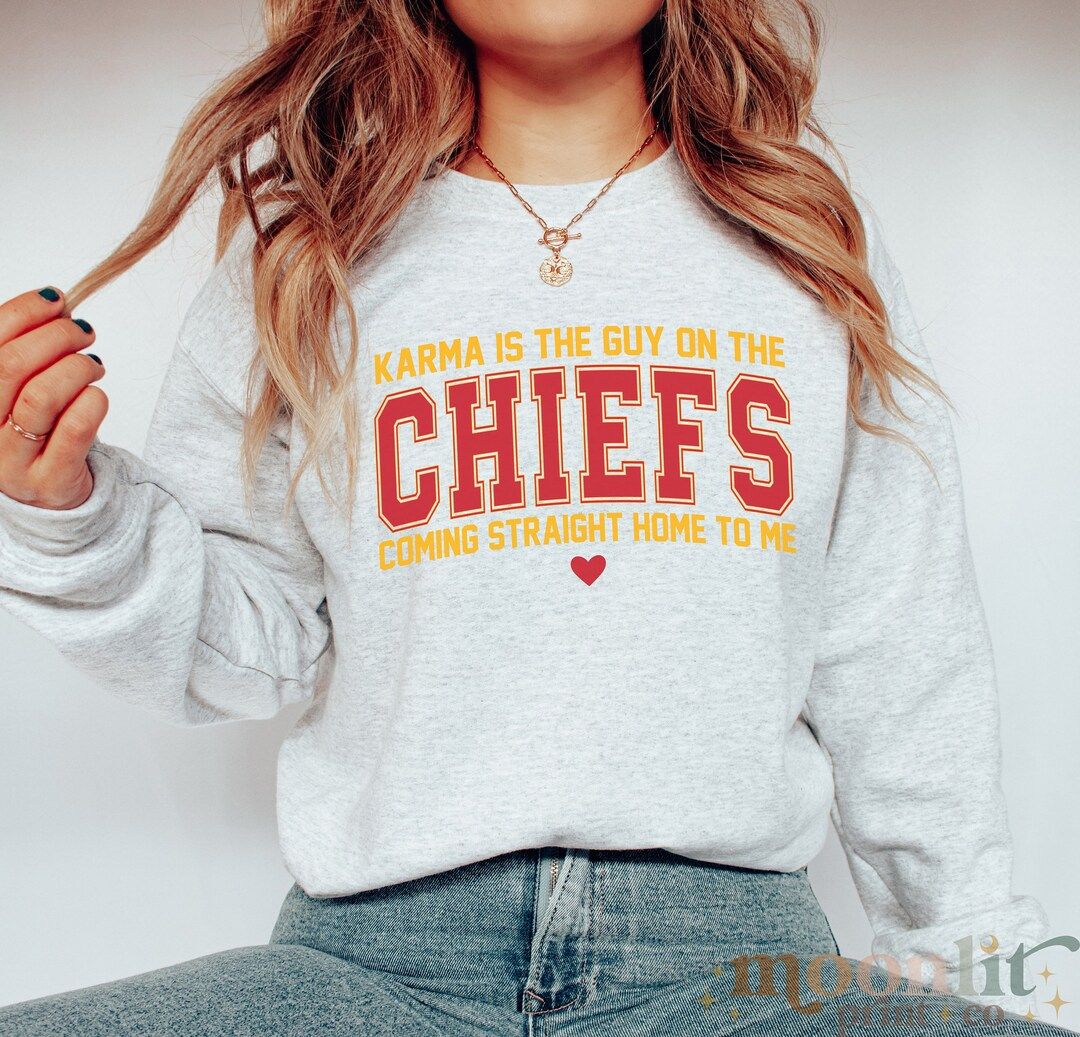 Karma is the Guy on the Chiefs Gildan Crewneck Game Day Tee - Etsy | Etsy (US)