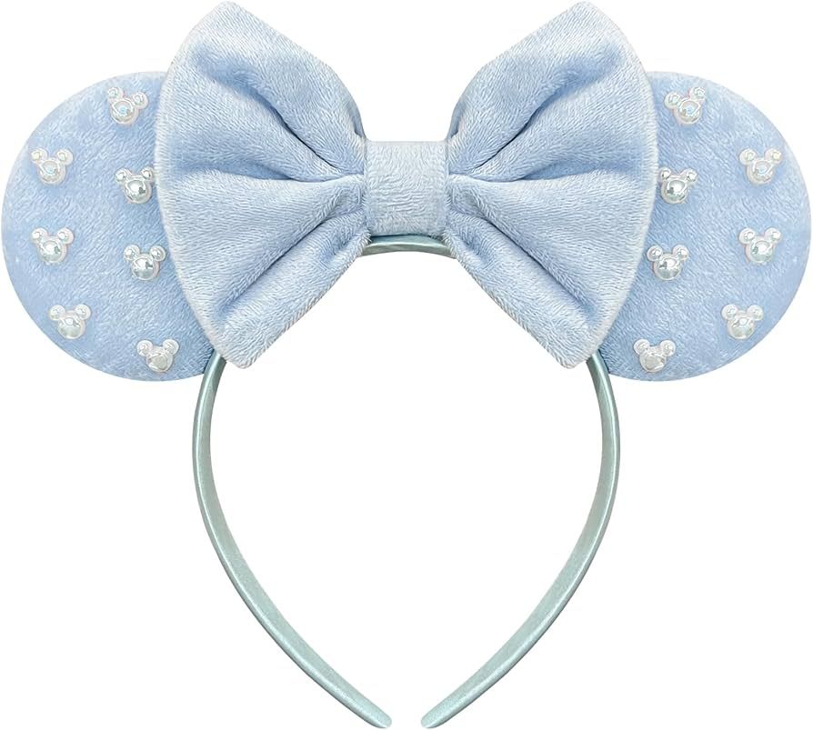 Mouse Ears for Women Blue Fuzzy Mouse Ears Headband Park Mouse Ears Headband for Adult Kid | Amazon (US)