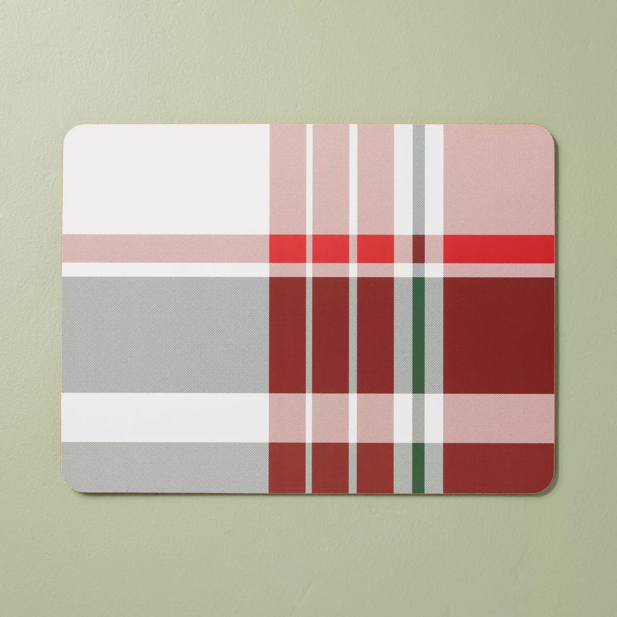 Festive Plaid Wipeable Corkboard Christmas Placemat Red/Green/Cream - Hearth & Hand™ with Magno... | Target