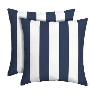ARDEN 16 in. x 16 in. Sapphire Blue Cabana Stripe Outdoor Square Pillow (2-Pack) ZM05554B-D9Z2 - ... | The Home Depot