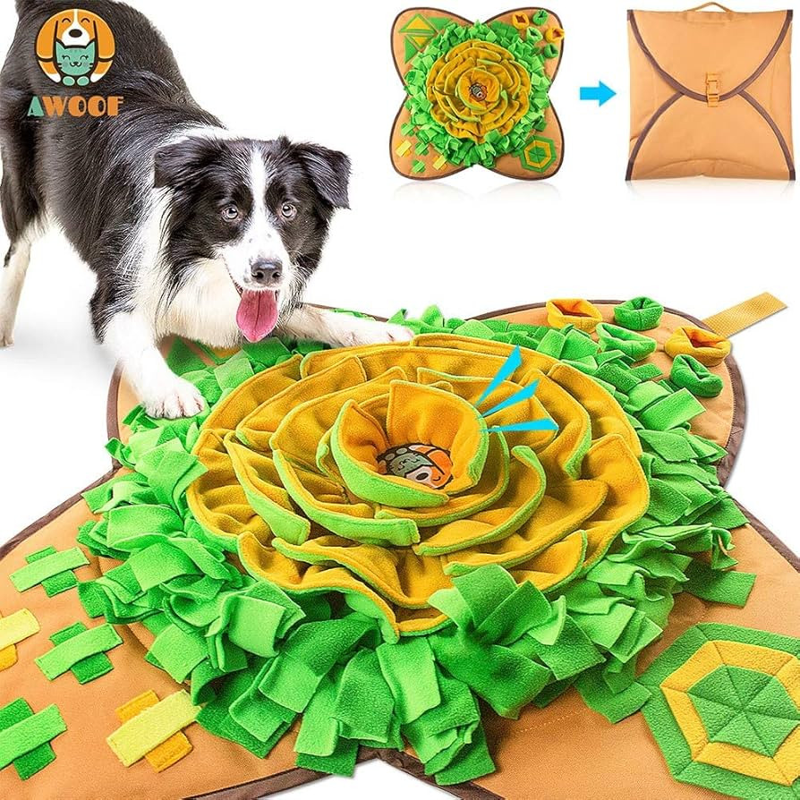AWOOF Snuffle Mat Pet Dog Feeding Mat, 28''x28'' Interactive Dog Puzzle Toys Encourages Natural F... | Amazon (US)