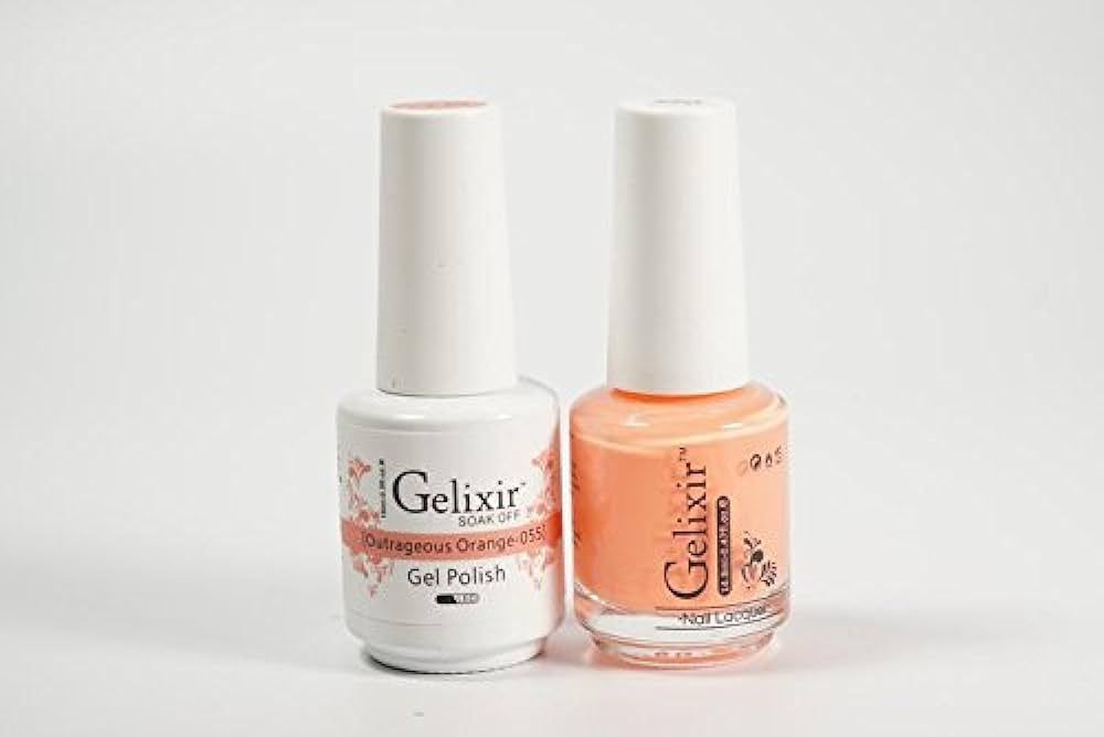 Gelixir Duo Matching Gel and Nail Polish, Made in USA. (055-Outrageous Orange) | Amazon (US)