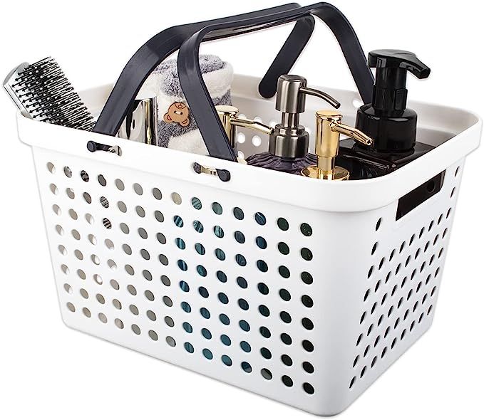 JiatuA White Plastic Storage Organizer Basket with Handles, Shower Caddy Tote Portable Storage Bi... | Amazon (US)
