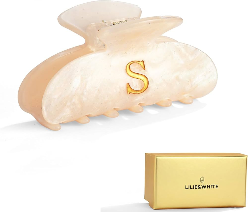 LILIE&WHITE Acrylic Letter Hair Clips For Women Stylish S Monogram Hair Claw Alphabet Hair Clip F... | Amazon (US)