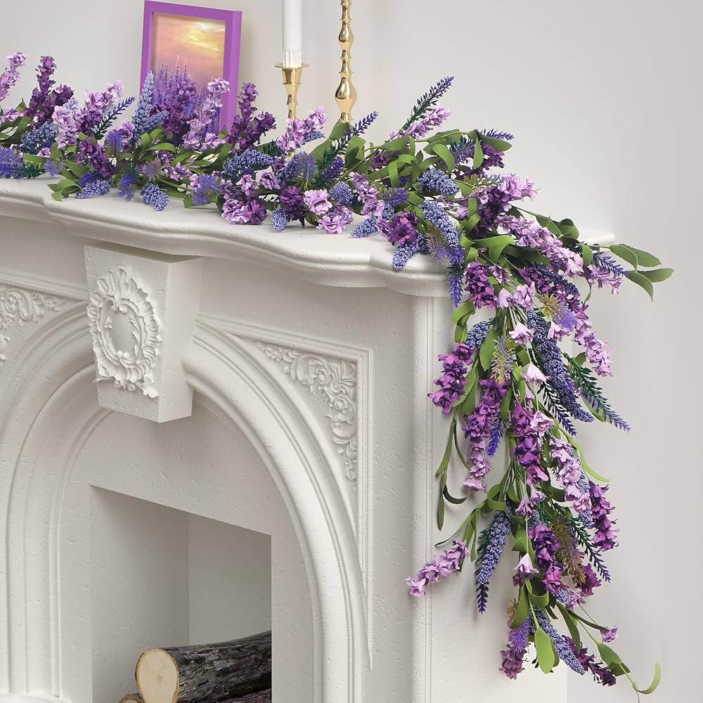 Wisteria Lavender Garland for Mantle, 6Ft Artificial Spring Garland for Table Centerpiece All Yea... | Amazon (US)