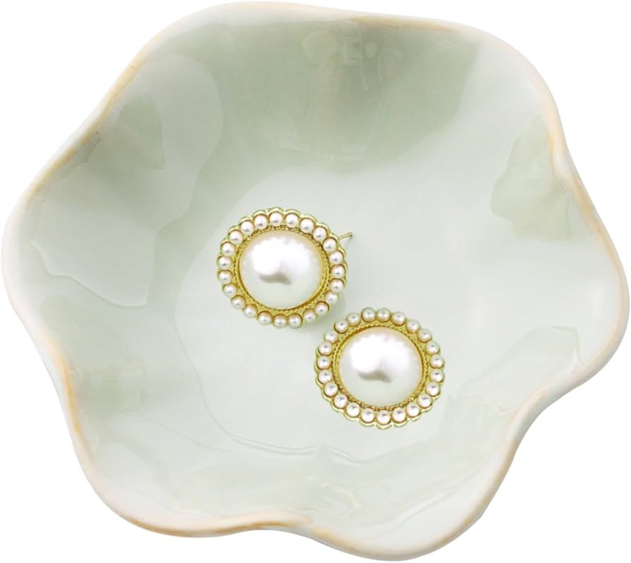 Ceramic Ring Dish, Jewelry Dish Holder, Small Trinket Tray Plate for Earrings Rings Necklaces Key... | Amazon (US)