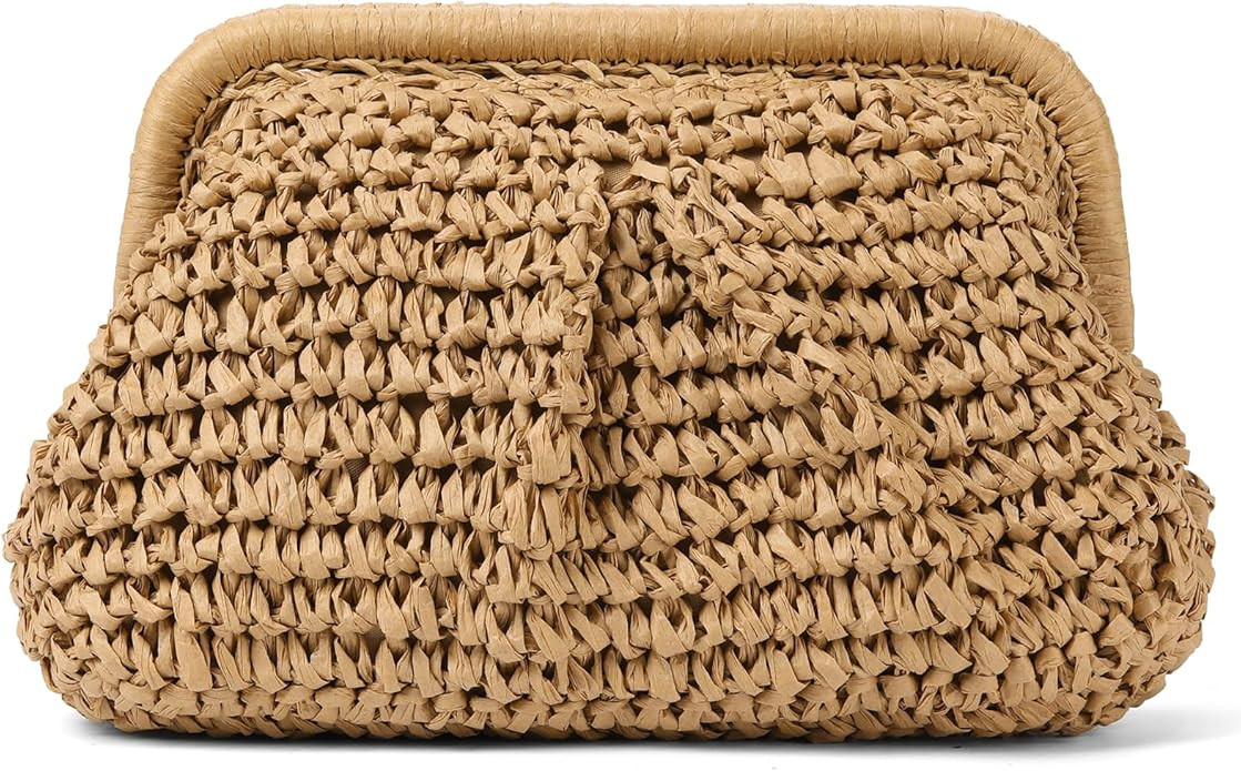 RNIEGA Straw Clutch Purses for Women Cloud Dumpling Pouch Straw crossbody Handbag Summer Beach Wo... | Amazon (US)