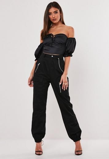Missguided - Jordan Lipscombe x Missguided Black Chain Utility Pants | Missguided (US & CA)