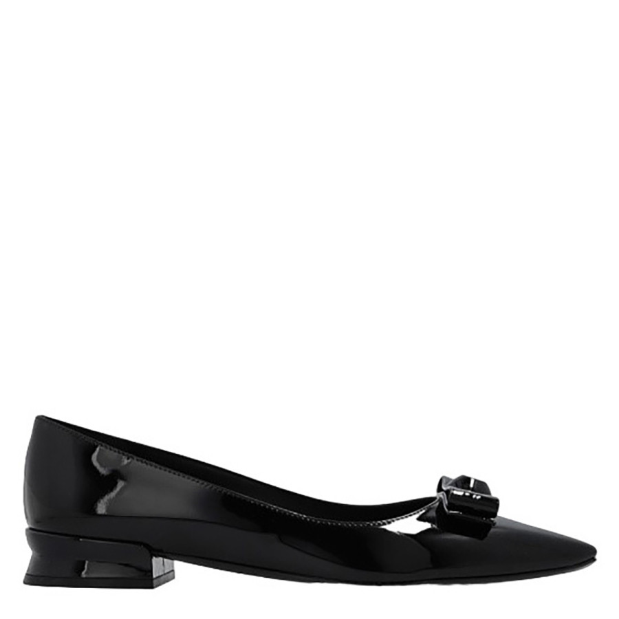 Salvatore Ferragamo Ladies Black Leather Katrin Vara Bowl Ballet Pumps | Jomashop.com & JomaDeals.com